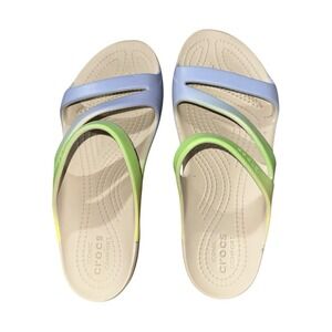 Crocs Kadee II Graphic Sandals Women's 7 Ombre Green Blue Z-Strap